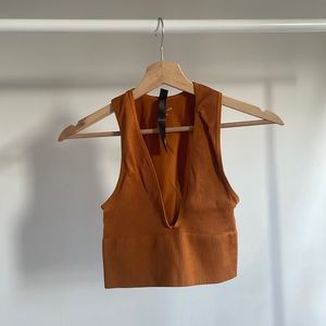 Urban Outfitters Out From Under Hailey Seamless Plunge Bra Burnt Orange Crop